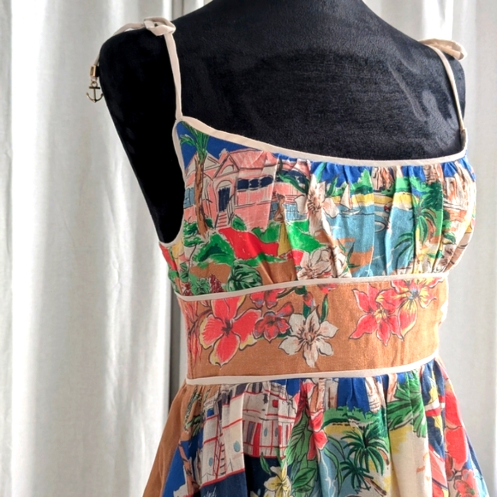 Christian Lacroix Pink Blue Spaghetti Strap Sundress - Picture 5 of 12